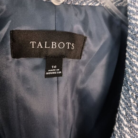 Talbots Twisted Twill Tweed Cropped Jacket Size 16 Double Breasted Chic - Picture 7 of 7